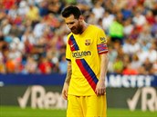 Zklaman Lionel Messi z Barcelony po prohe 1:3 na pd Levante.