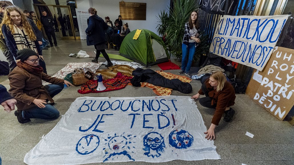 Okupaní stávka v rektorátu Karlovy univerzity.