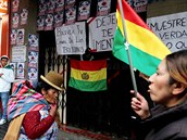 Bhem protestu proti bolivijskému prezidentovi Evo Moralesovi v La Paz...