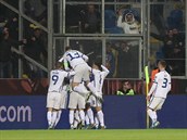 Radost Kosovan po první brance utkání.