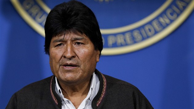 Prezident Bolívie Evo Morales v prbhu tiskové konference v La Paz,