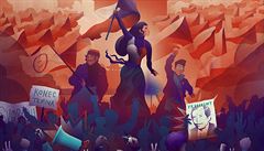 Svoboda vede lid na barikády. Jak vidí sametovou revoluci ilustrátorské duo Tomski&Polanski?