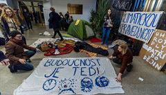 Okupační stávka v rektorátu Karlovy univerzity.