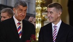 Premiér Babi v prbhu nedle vystídal dv kravaty. První toti vyobrazovala...