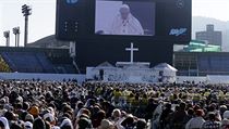 Papež František slouží mši v městě Nagasaki. Města Nagasaki a Hirošima se stala...
