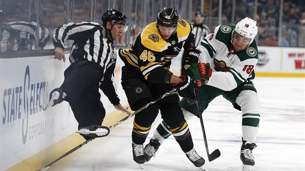Dominik Krejí(veprosted) pomohl svému týmu Boston Bruins k výhe nad...