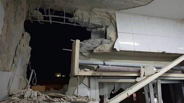 Budova, kterou po�kodila izraelská st�ela v Sýrii.