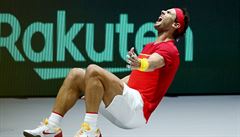 Rafael Nadal se raduje po vítězství v Davis Cupu