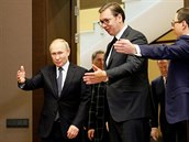 Rusk prezident Vladimr Putin (vlevo) pi setkn se svm srbskm protjkem...