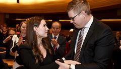 Sanna Marin a Antti Lindtman, který se ve volbách umístil jako druhý.
