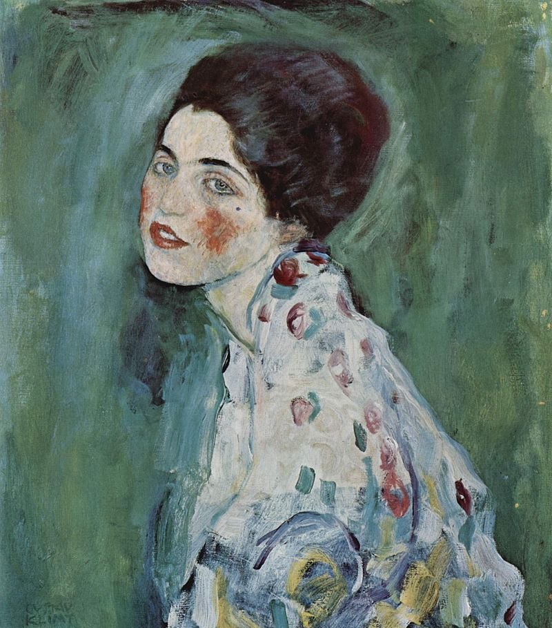 Gustav Klimt - Portrét dámy. 23 let poh�e�ovaný obraz.