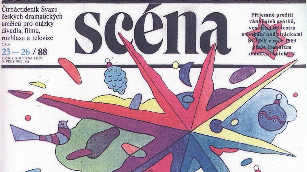 Titulní strana. Vánoční číslo z roku 1988 v grafické úpravě Aleše Lamra.
