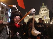 Demonstranti s opt shromádili na Václavském námstí.