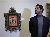Obraz nahého revolucionáe Zapaty s umlcem Fabianem Cháirezem.