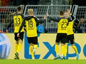 Fotbalist Dortmundu se raduj z glu proti Slavii.