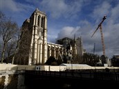 Katedrála Notre-Dame bhem oprav na konci roku 2019.