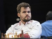 Magnus Carlsen bhem své vítzné partie na MS.