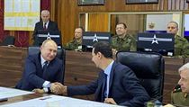 Snímek zveřejněný syrskou prezidentskou kanceláří zachycuje setkání hlav Ruské...