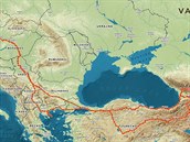 Mapa  Expedice Gruzie 2018, najeto ca. 9 400 km.