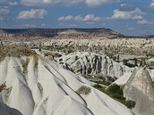 Turecko  skalní útvary v Kapadocii, 2018.