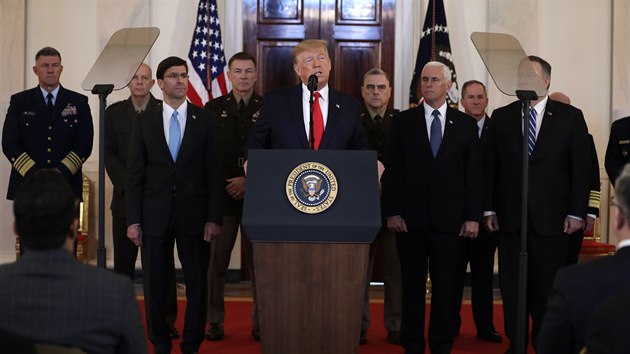 Prezident Trump vystoupil v Bílém dom s prohláením ohledn íránských útok na...