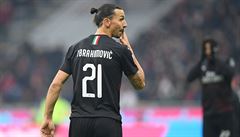 Zlatan Ibrahimovic při svém prvním utkání po návratu do AC Milán.