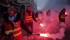 Protesty proti dchodové reform ve Francii.