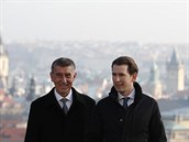 Premiér Andrej Babi a rakouský kanclé Sebastian Kurz.