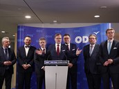 Nové vedení ODS. Zleva: Jan Zahradil, Martin Baxa, Milo Vystril, Petr Fiala,...