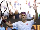 Roger Federer po vtzstv nad Tennys Sandgrenem, proti ktermu odvrtil sedm...