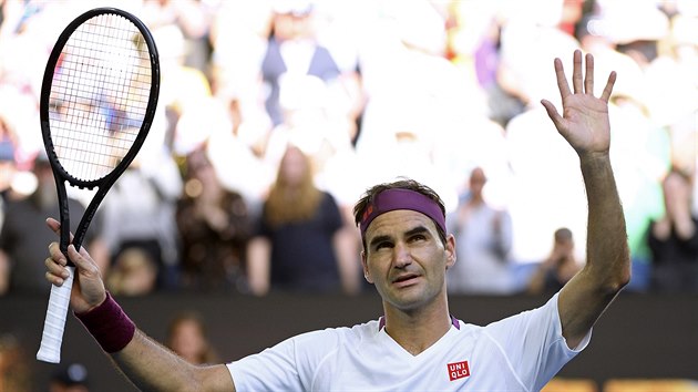 Roger Federer po vítzství nad Tennys Sandgrenem, proti kterému odvrátil sedm...