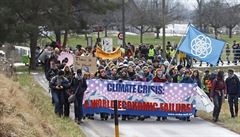 Pochod proti zm�n� klimatu, na který v�era ze �výcarského m�sta Landquart...