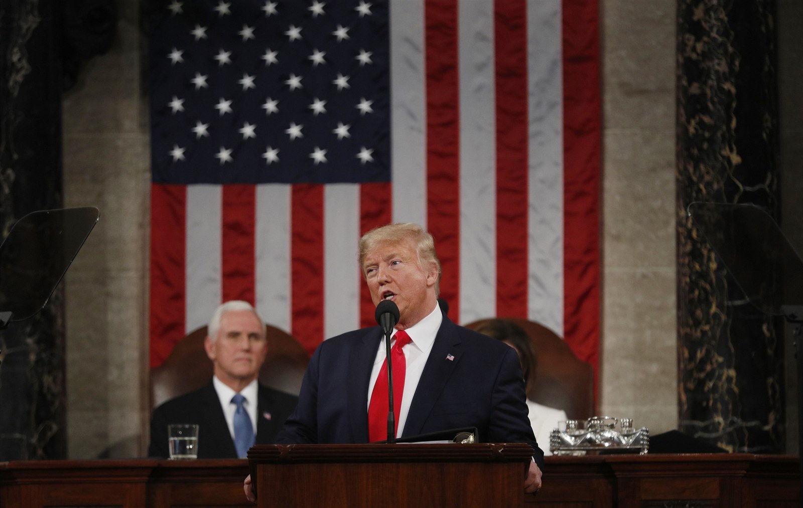 Donald Trump b�hem projevu o stavu unie.