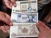 Pesos -konvertibilní s památkami, národní -kubánské s osobnostmi