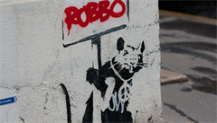 Krysa - jeden z klasických motiv� anonymního streetartového um�lce Banksyho....