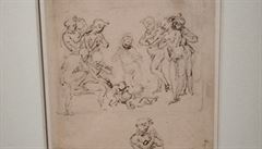 Da Vinciho skici lidí, nejspíe úastník oslavy.