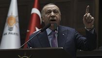 Turecký prezident Erdogan při projevu v parlamentu 19. 2. 2020. Zdůraznil, že...