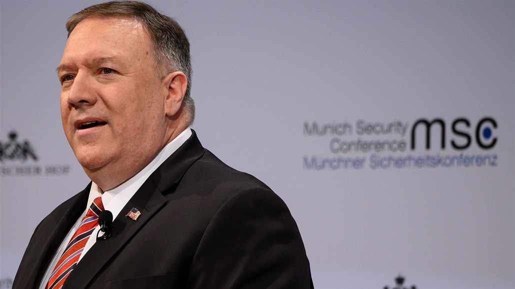 Mike Pompeo v Mnichov na bezpenostní konferenci.