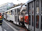 Sráka dvou tramvají v brnnské Kíov ulici, nehoda je se zranním.