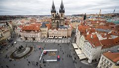 Stavba Mariánského sloupu na Starom�stském nám�stí.