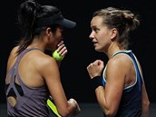 esk tenistka Barbora Strcov s tchajwanskou partnerkou Sie u-wej.