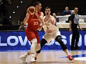 Basketbalová kvalifikace ME: esko - Dánsko (Daniel Andreas Mortensen, Lubo...