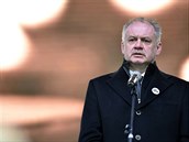 Bývalý slovenský prezident Andrej Kiska hovoí na vzpomínkovém shromádní na...