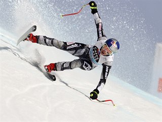Ester Ledecká při sjezdu v Crans Montaně