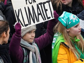 Klimatick aktivistka Greta Thunbergov na prostu v Hamburku se svou ji...