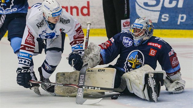 Plze vs. Kladno: Patrik Zdráhal a Denis Godla.