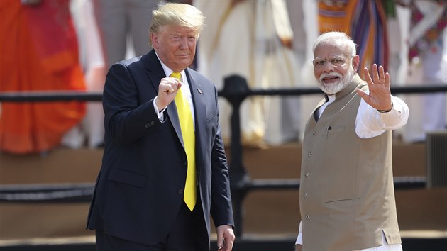 Americký prezident Donald Trump na náv�t�v� Indie s indickým premiérem Módím.