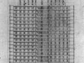 Návrh mrakodrapu od Bedicha Feuersteina z poátku 20. let.