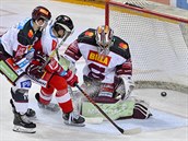 Utkání 52. kola hokejové extraligy: HC Sparta Praha - HC Olomouc. Luká Nahodil...