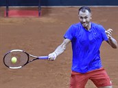 Utkání kvalifikace tenisového Davis Cupu: Slovensko - esko. Luká Rosol v akci.